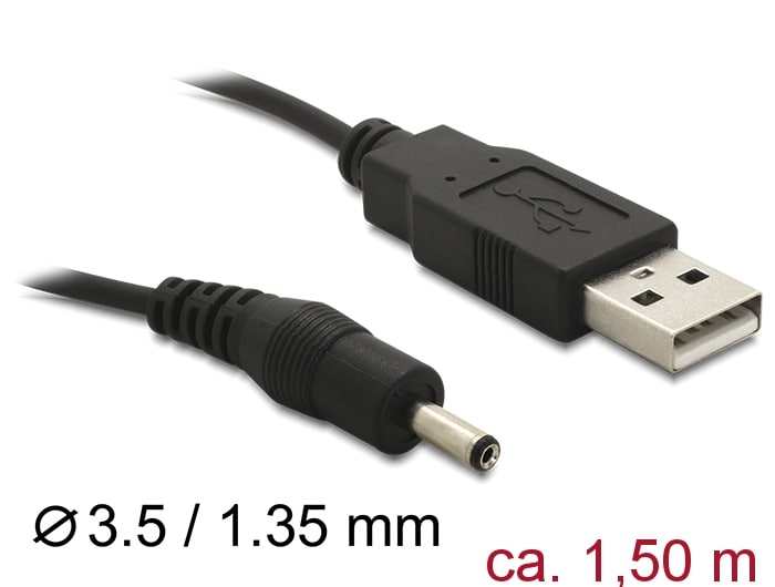 Delock-kabel USB Power > DC 3,5 x 1,35 mm plugg 1,5 m