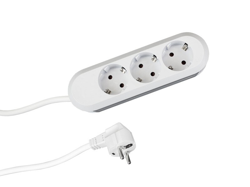 Bachmann stikkontaktlist SMART 3-veis, hvit 5,0 m, uten bryter
