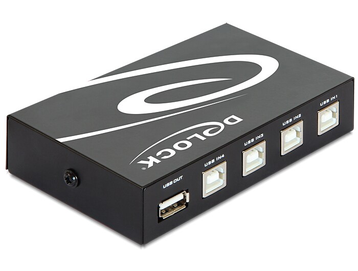 Delock manuell USB-bryter med fire porter / USB-bryter for fire datamaskiner