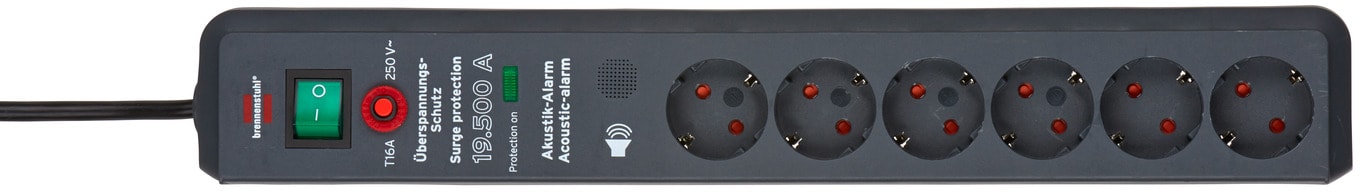 Brennenstuhl ÜSS Secure-Tec Acoustic, 6-veis, antrasitt, 3m