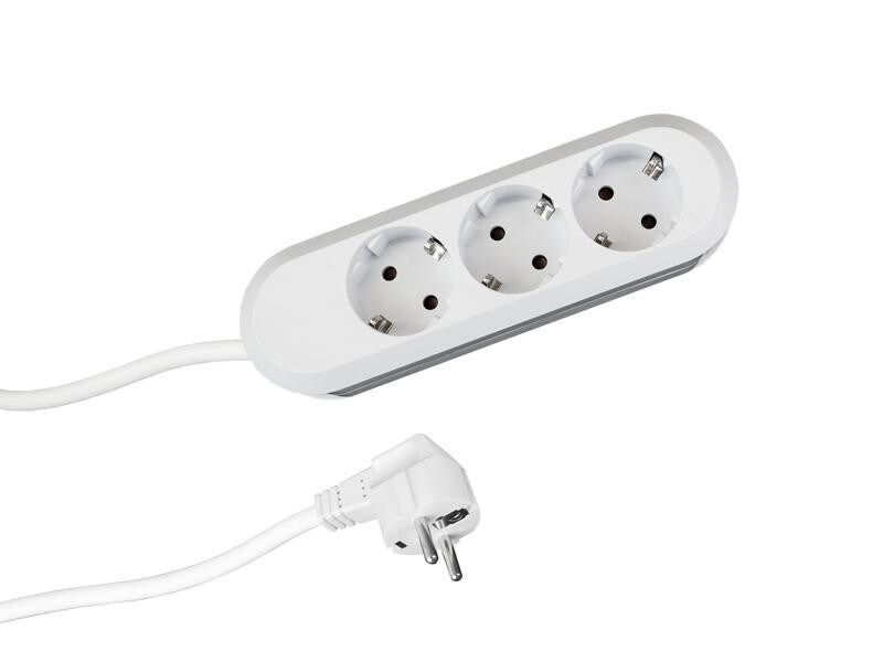 Bachmann stikkontaktlist SMART 3-veis, hvit 3,0 m, uten bryter