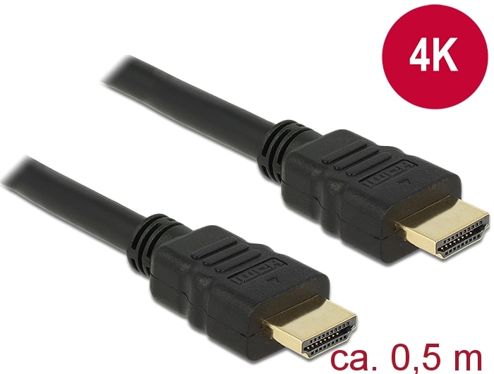 Delock-kabel HDMI A hann > HDMI A hann 4K 0,5 m