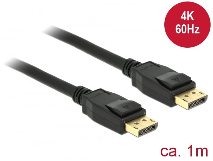 Delock-kabel DisplayPort 1.2 hann > DisplayPort hann 1 m svart 4K