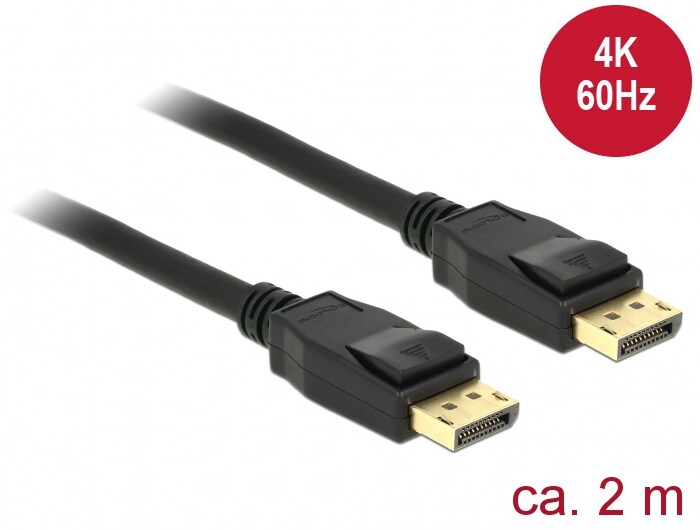 Delock-kabel Displayport 1.2 hann > Displayport hann 4K 2 m