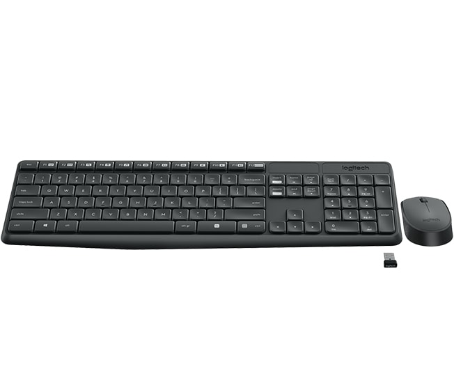 Logitech MK235-sett - Tastatur og mus - Trådløst DA - svart