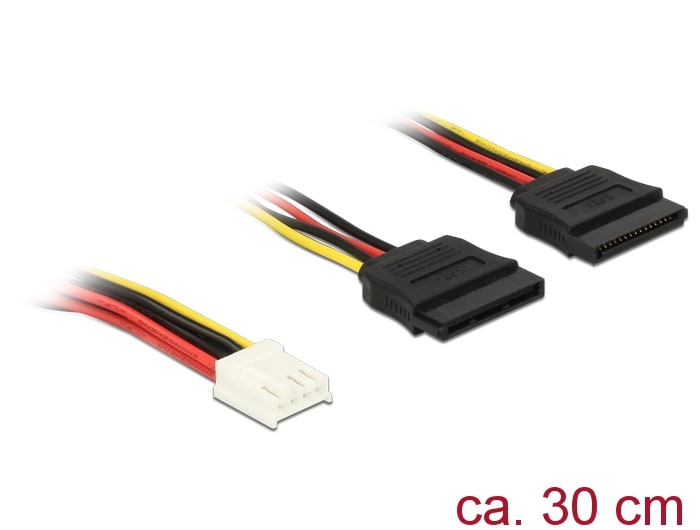Delock-kabel Strømforsyning 4-pinners diskettkontakt > 2 x SATA 15-pinners