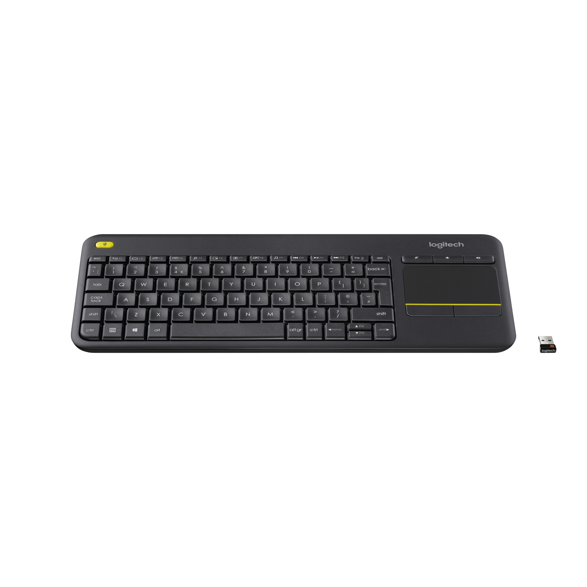 Logitech K400 Plus - Touchpad-tastatur - Trådløst DA - svart
