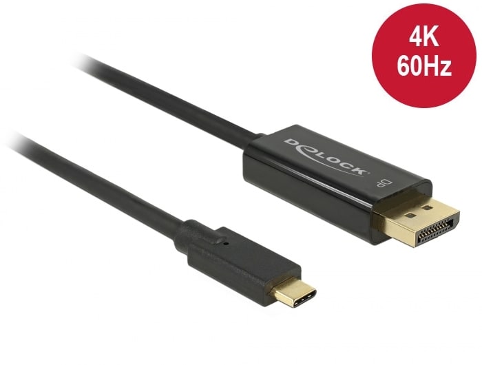 Delock-kabel USB Type-C hann > Displayport hann DP-Alt Mode 4K 60 Hz 2 m