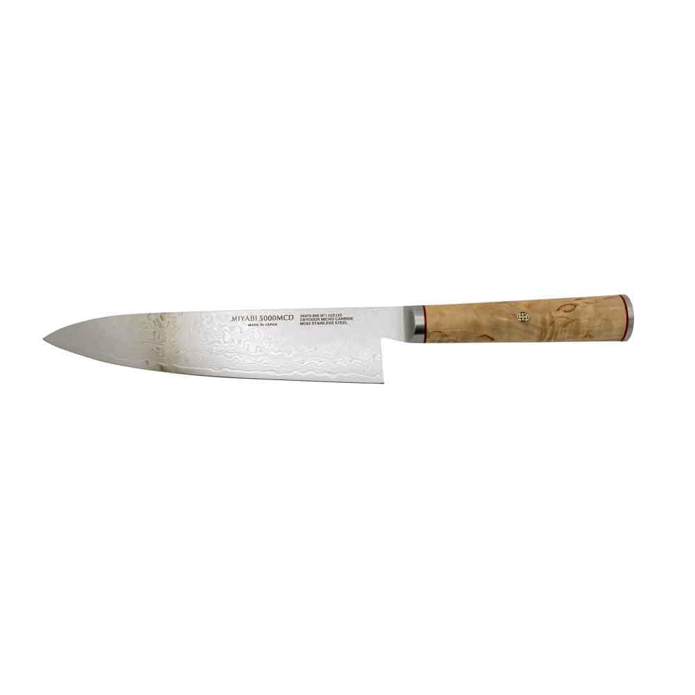 Zwilling MIYABI Gyutoh sølv, håndtak av masurbjørk, 200 mm