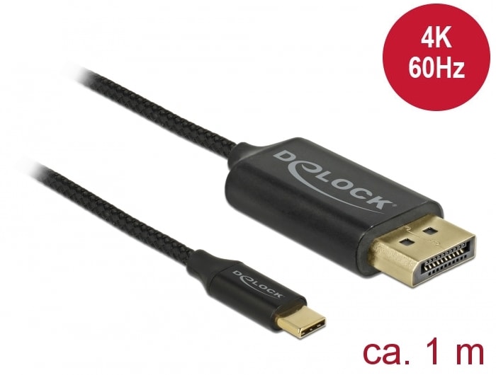 Delock-kabel USB Type-C hann > DP hann DP-Alt Mode 4K 60 Hz 1 m
