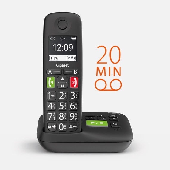 Gigaset E290A Duo trådløs telefon med store knapper og AB - svart
