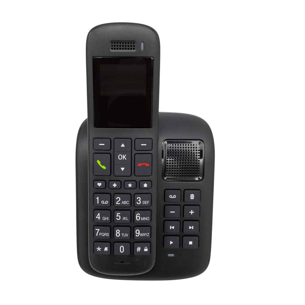 Telekom Sinus A32 trådløs telefon med store knapper og ibenholt telefonsvarer