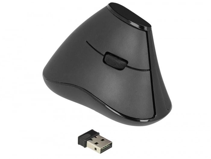 Delock Ergonomisk vertikal optisk 5-knapps mus 2,4 GHz trådløs - lydløs
