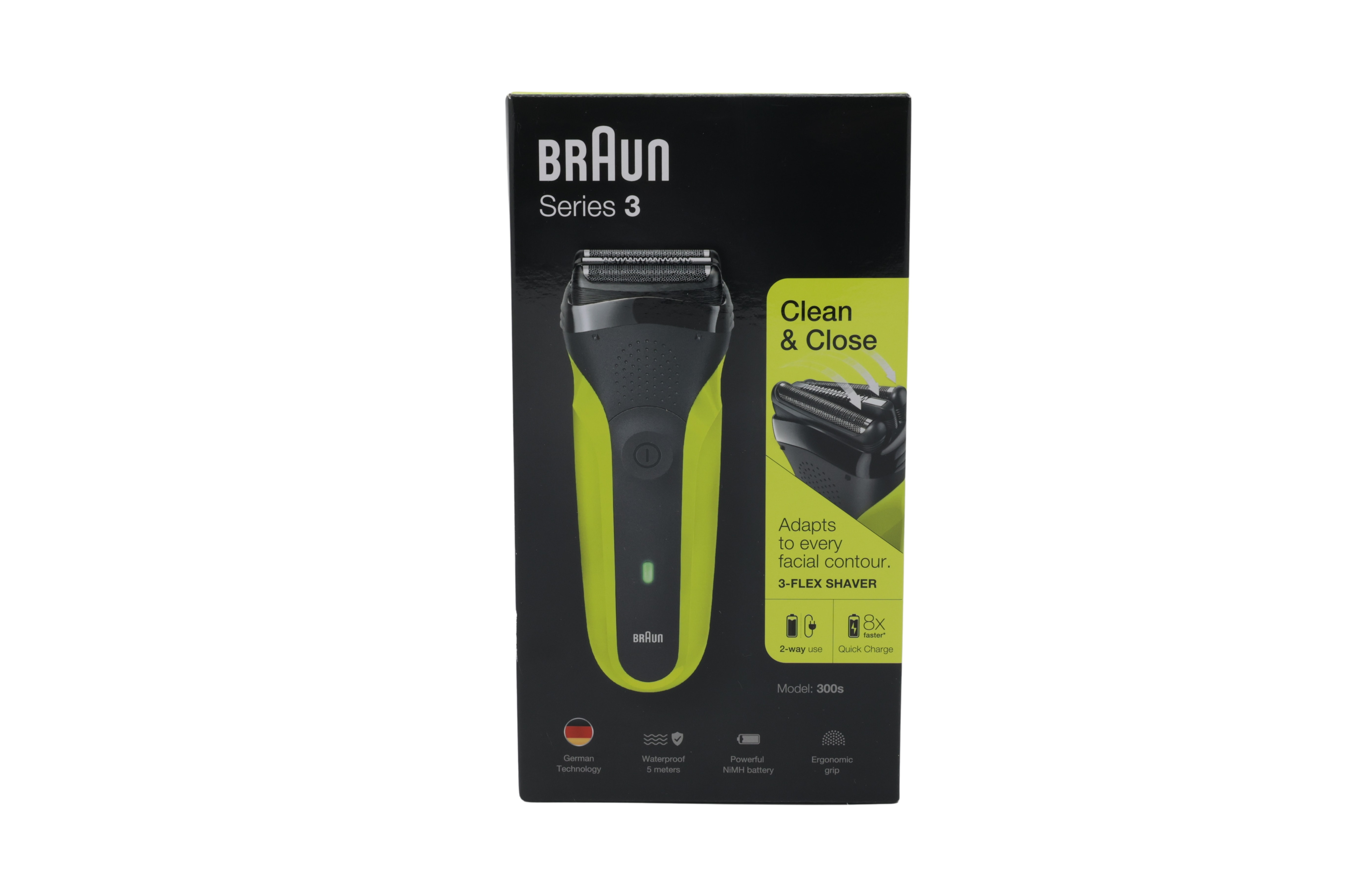 Braun 3-300s Series 3 barbermaskin for menn, grønn