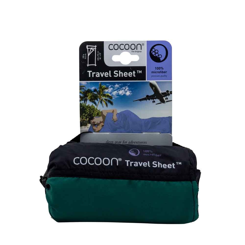 Cocoon lettvektsreisesovepose, rektangel, 220 x 90 cm, 100 % mikrofiber, mosegrønn