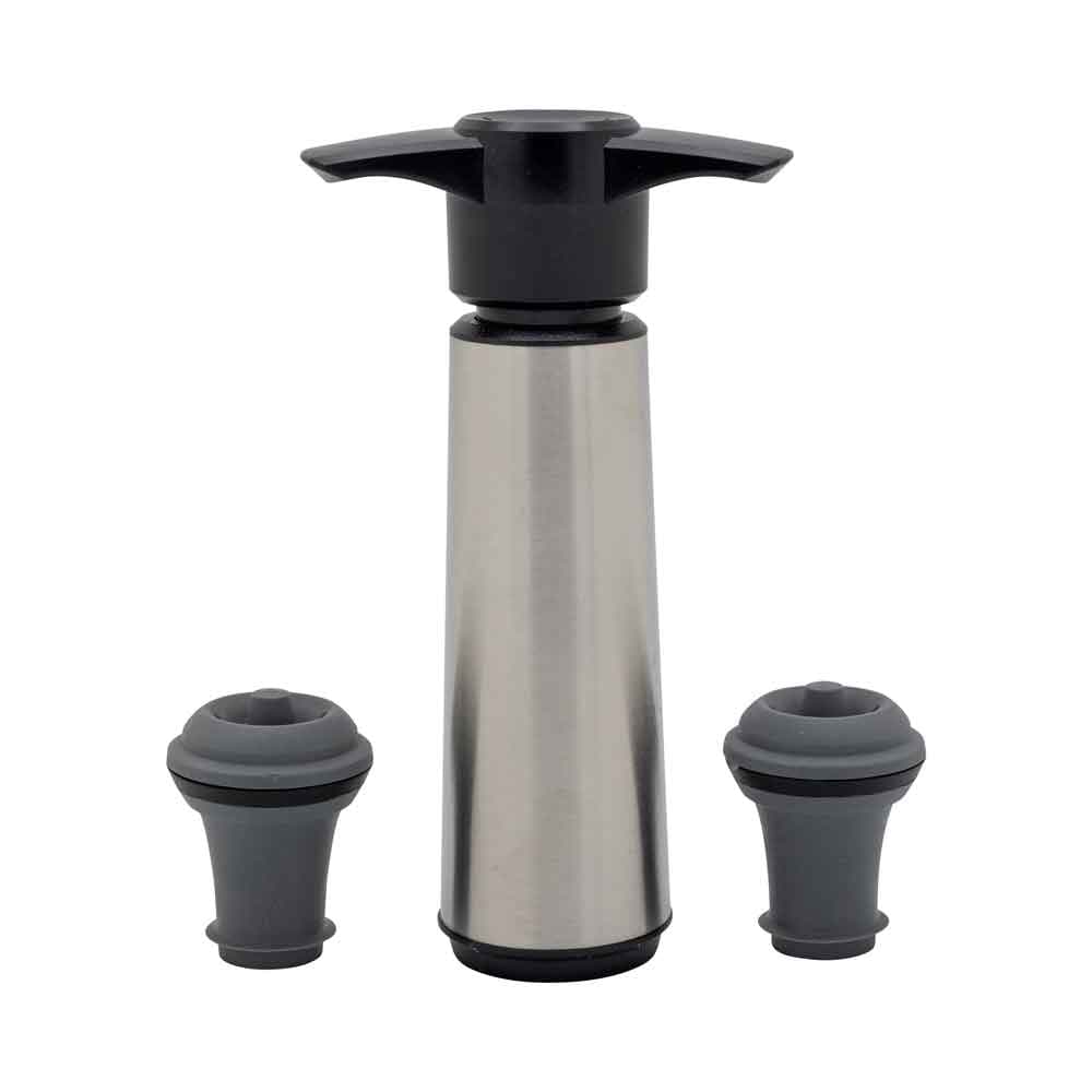 Vacu Vin vinpumpe i rustfritt stål (1 pumpe, 2 propper)