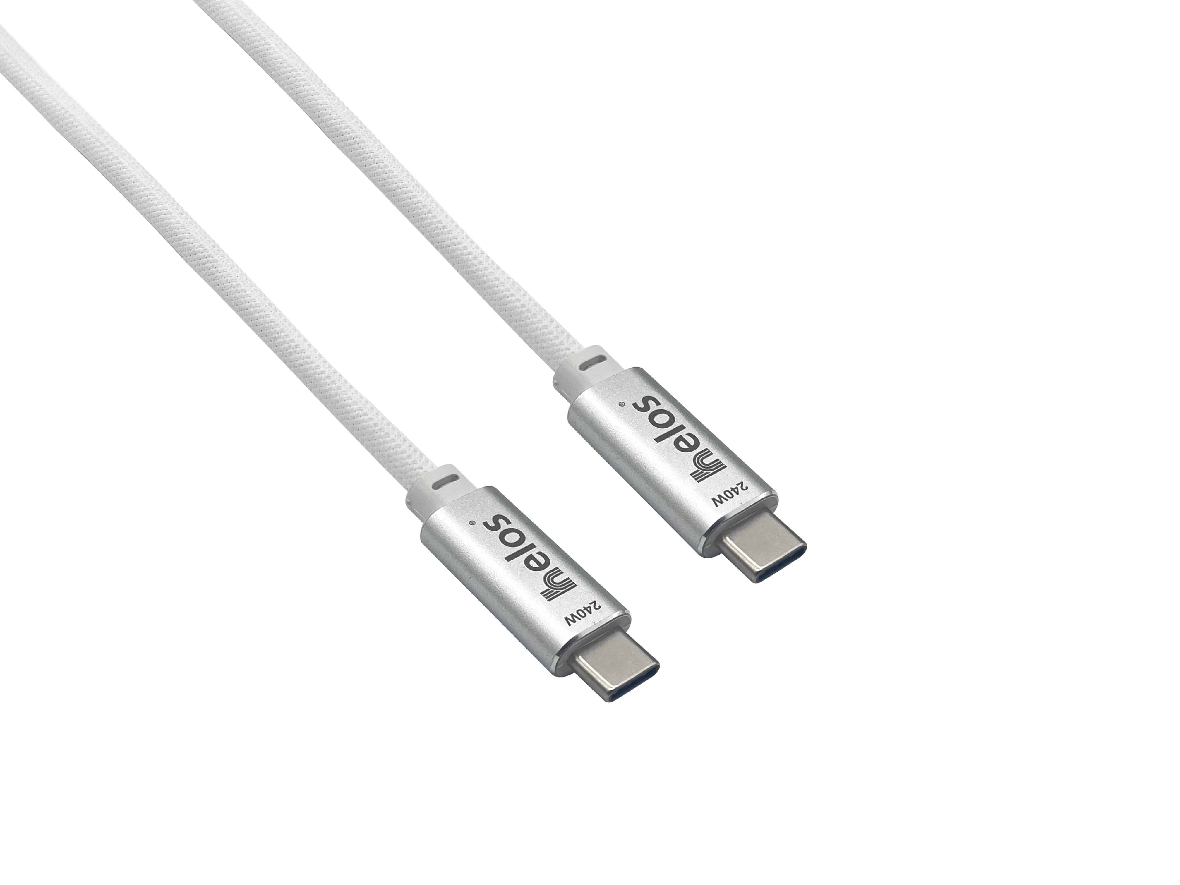 helos-tilkoblingskabel, USB 4, 40 Gbps 240W, Type-C PREMIUM-plugg, 2,0 m, hvit