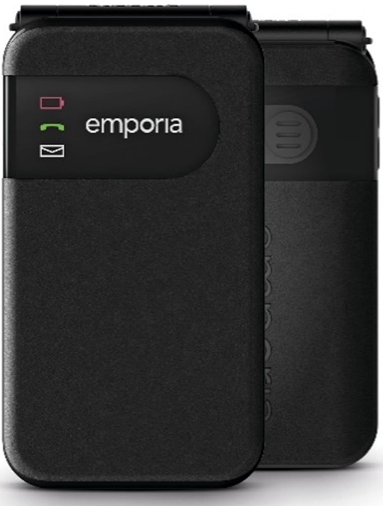 Emporia emporiaSIMPLICITYglam (V227), 2G, (V3), flip mobiltelefon med store taster, svart