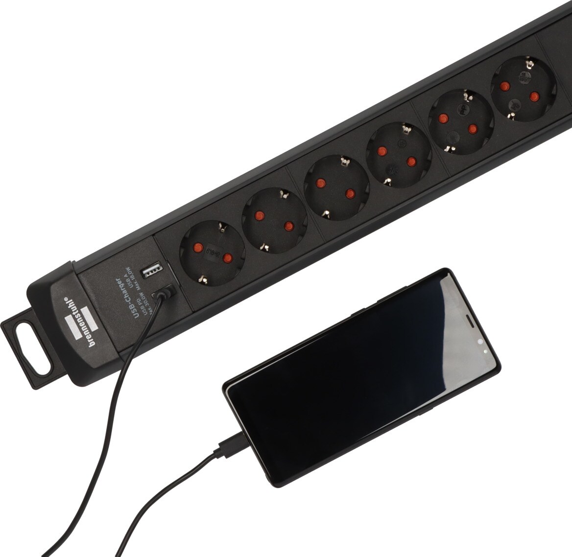 Brennenstuhl Premium-Line 6-veis stikkontaktlist med USB C, USB A, svart, 3m