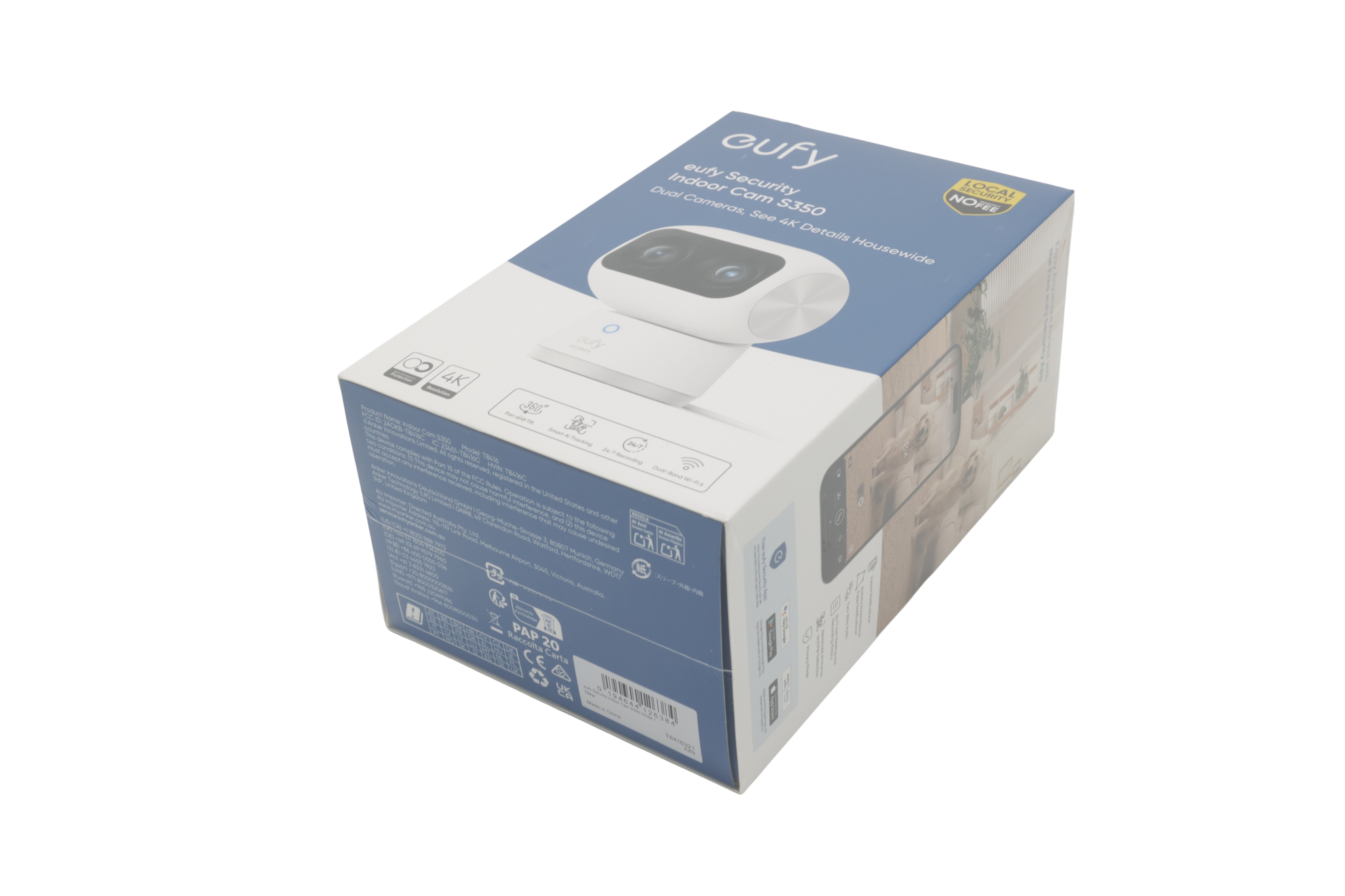 eufy Innendørs sikkerhetskamera S350, to kameraer, 4K