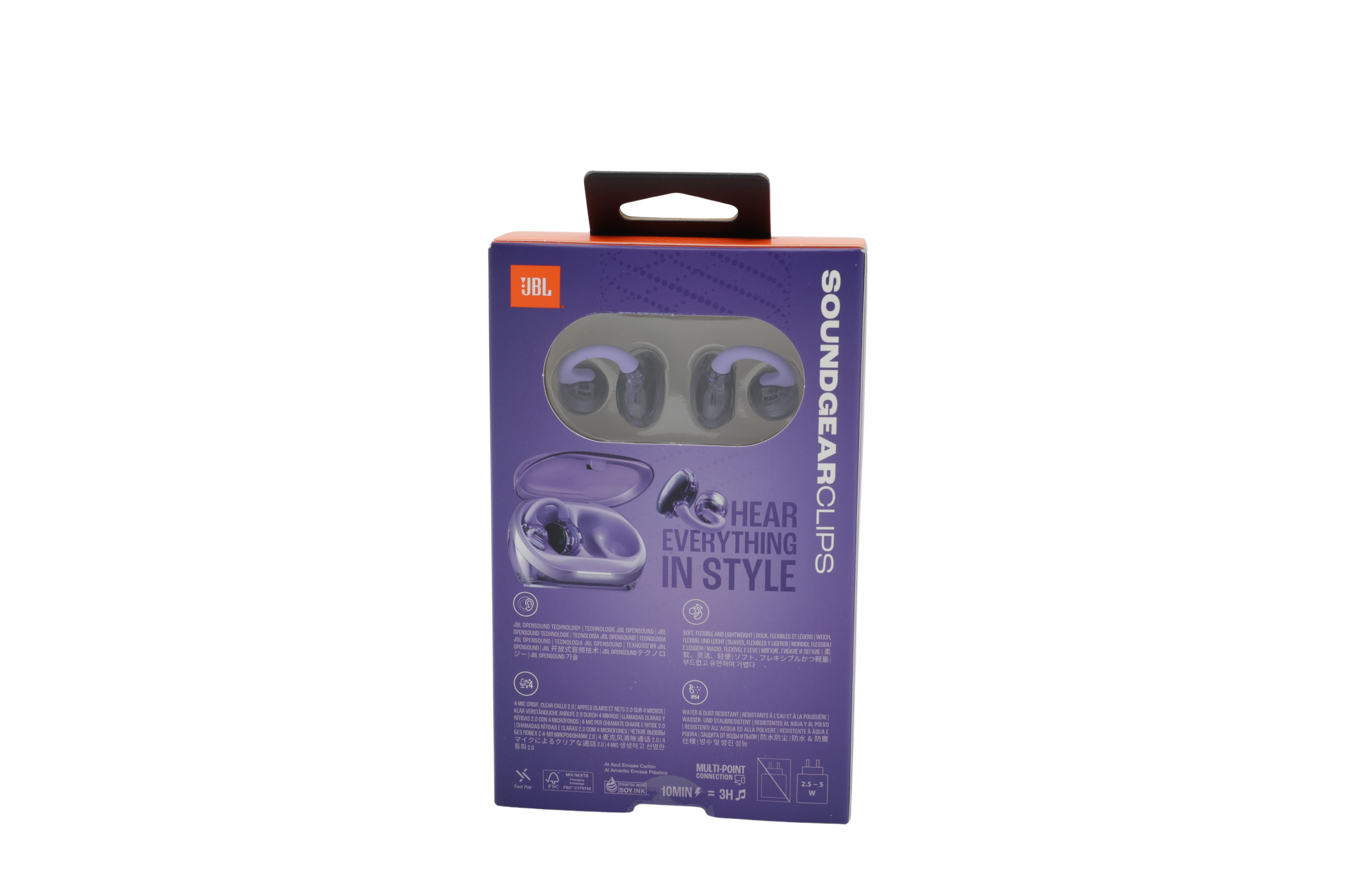 JBL Soundgear Clips TWS hodetelefoner med åpne ører, IP54, Ghost Purple