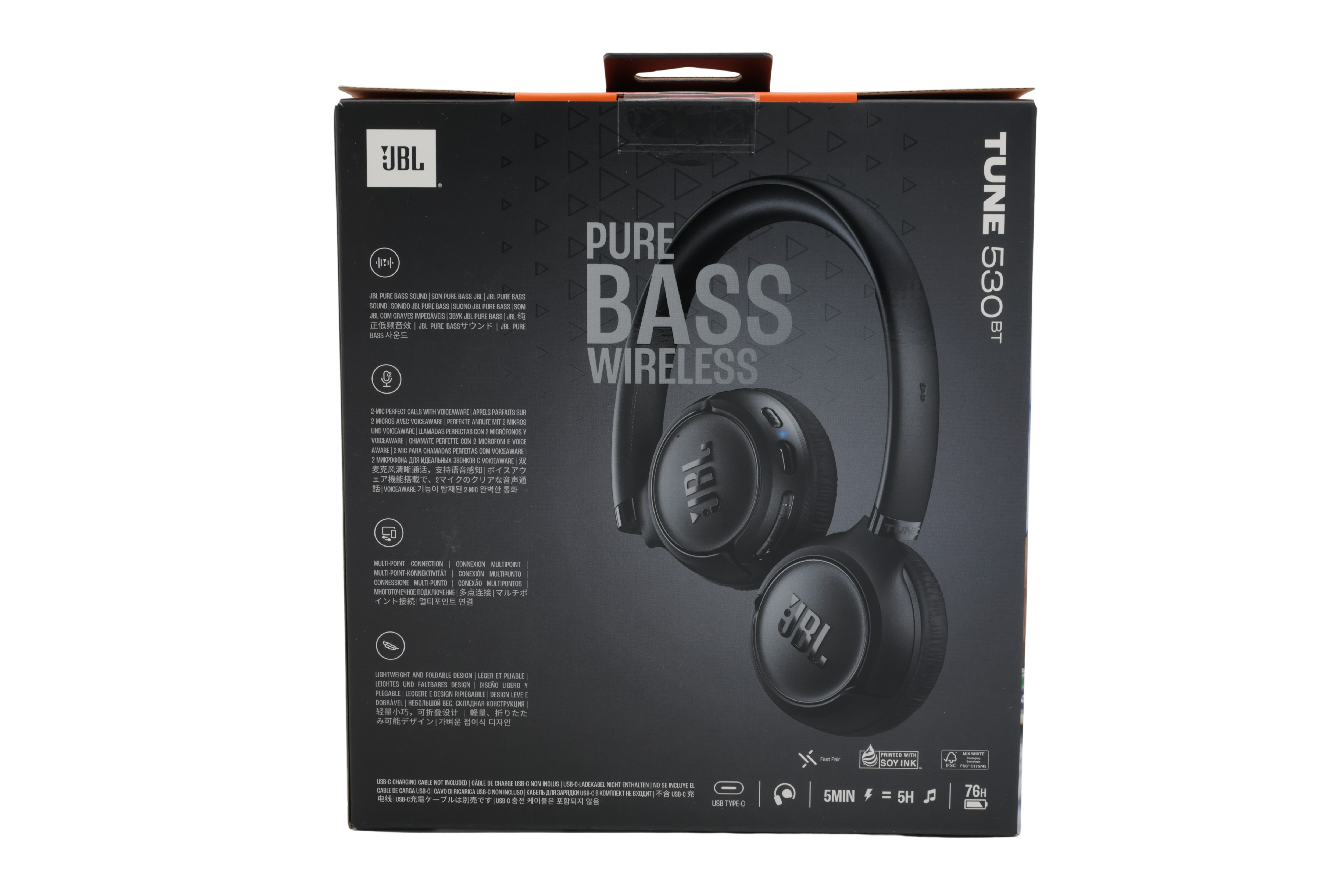 JBL JBLT530BTBLK Tune 530 BT On-Ear-hodetelefoner, svart