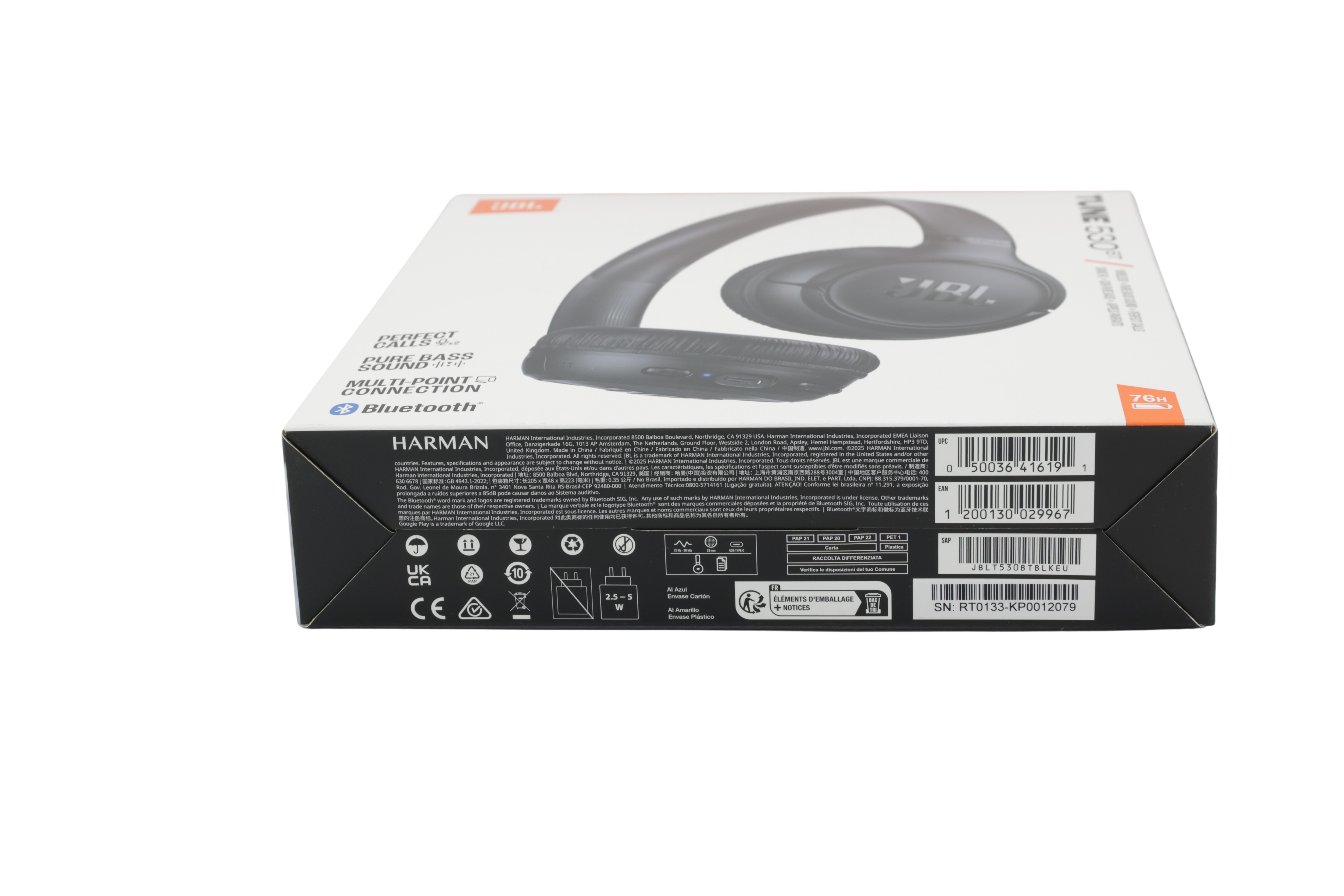 JBL JBLT530BTBLK Tune 530 BT On-Ear-hodetelefoner, svart