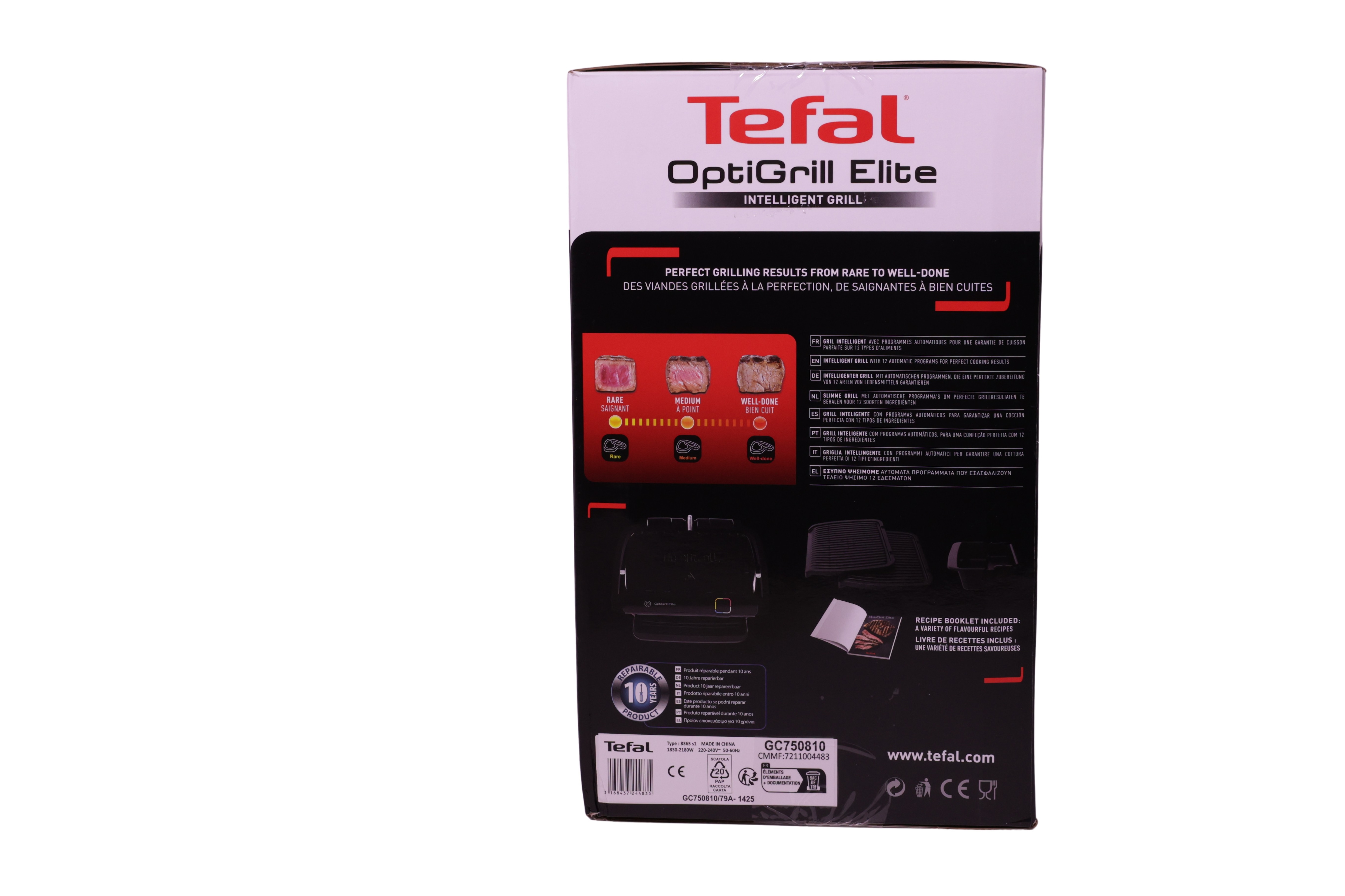 Tefal GC7508 OptiGrill Elite kontaktgrill, svart