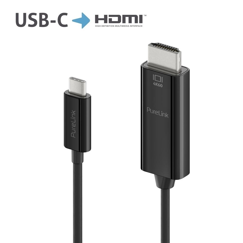 PureLink USB-C til HDMI-kabel, aktiv 4K 1,0 m, svart