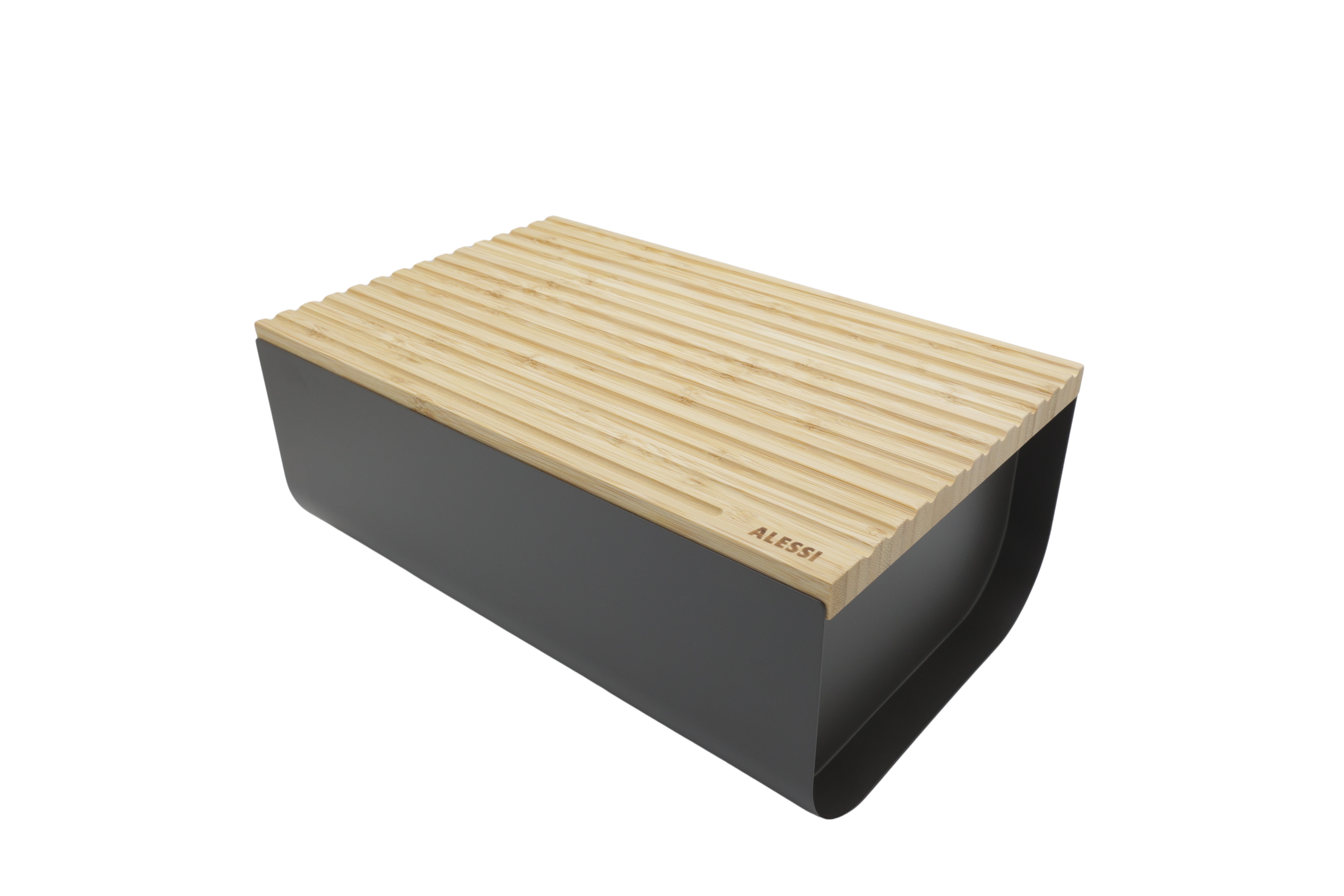Alessi BG03DG Mattina brødboks, stål, bambustre, mørkegrå