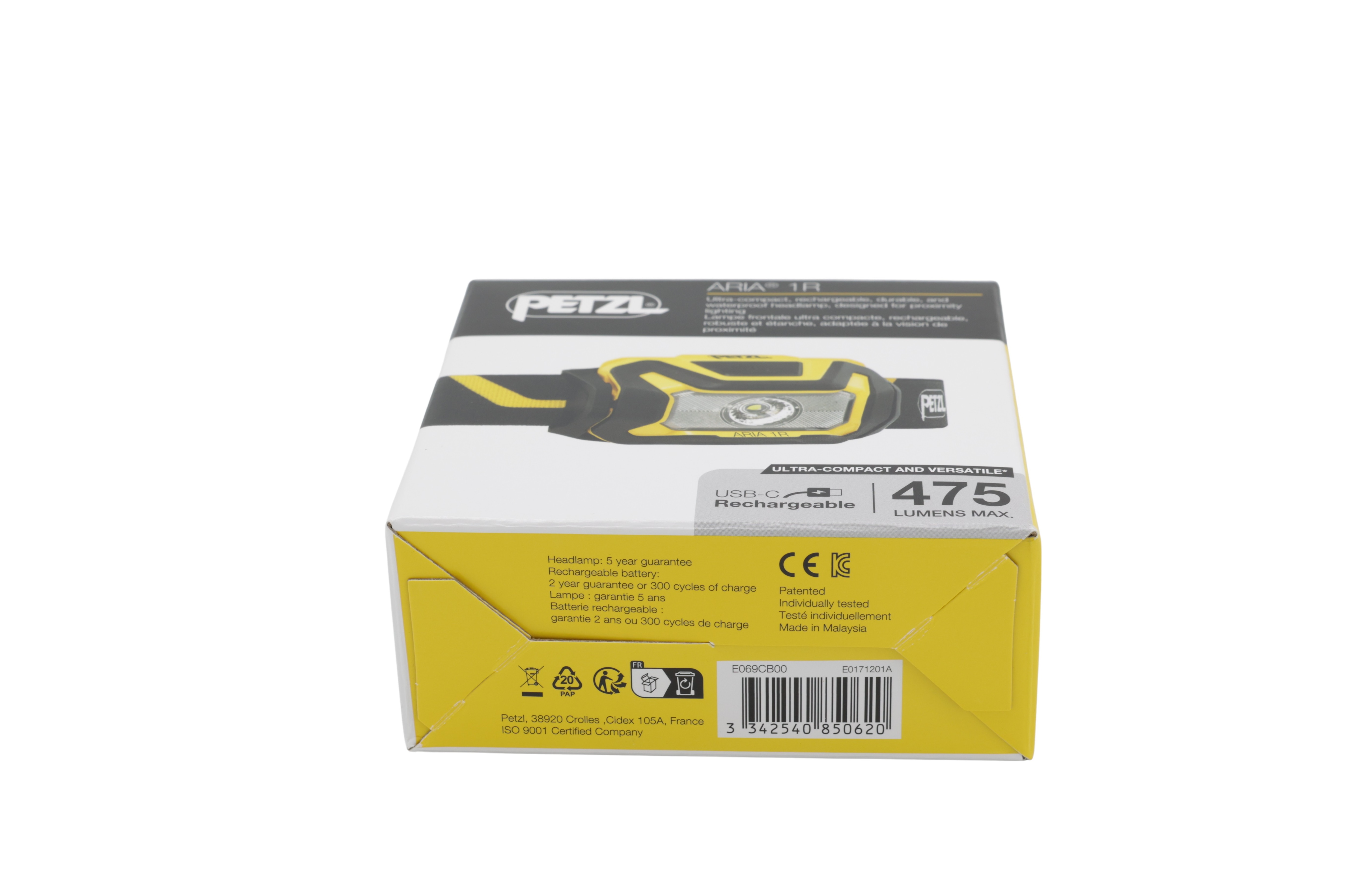Petzl E069CB00 Hodelykt ARIA 1R svart/gul