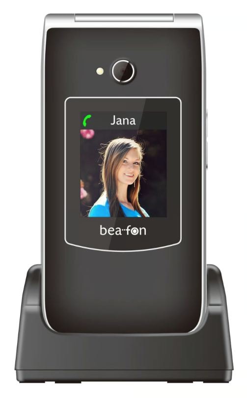 Beafon SL645 LTE - 4G, Silver Line, flip mobiltelefon med store knapper, svart-sølv