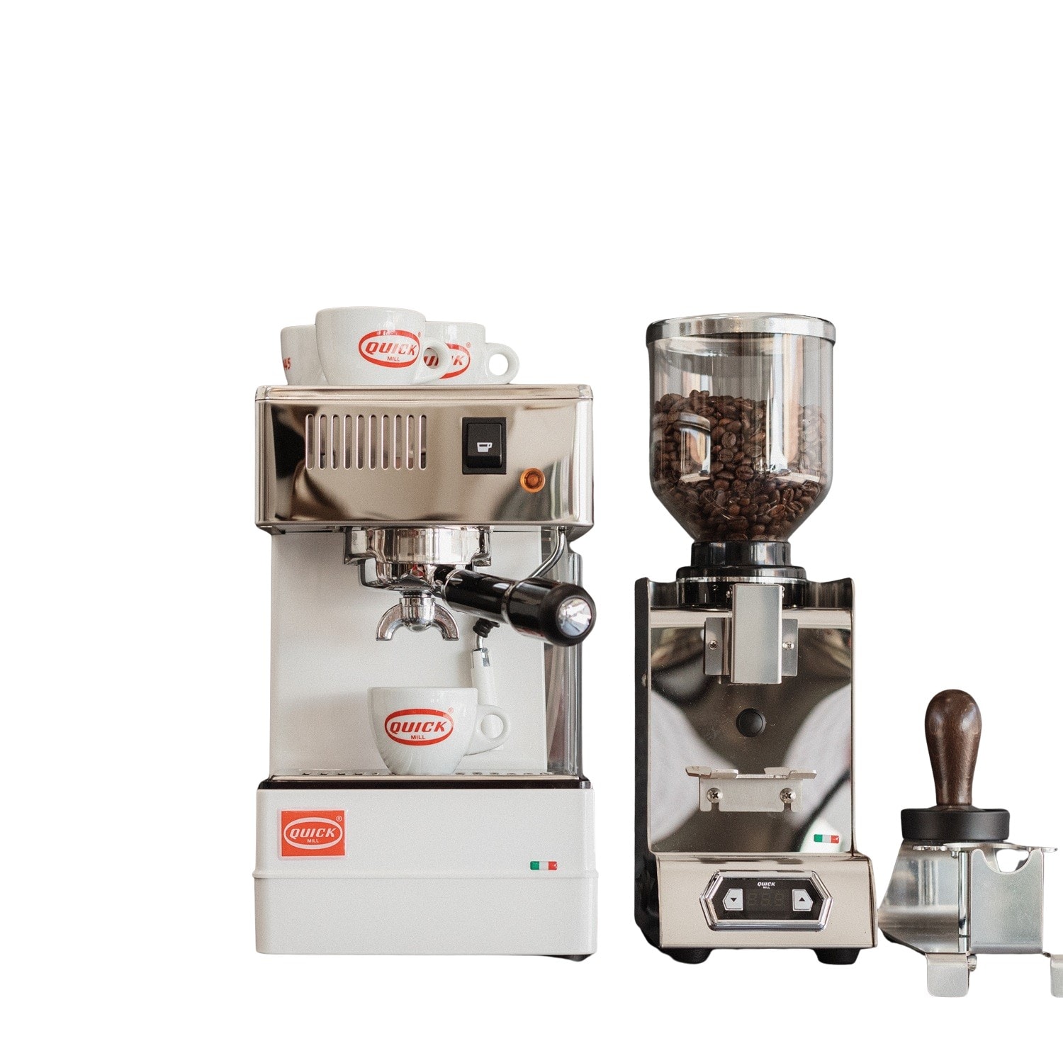 Quick Mill 0820 Stretta hvit espressomaskin med portafilter