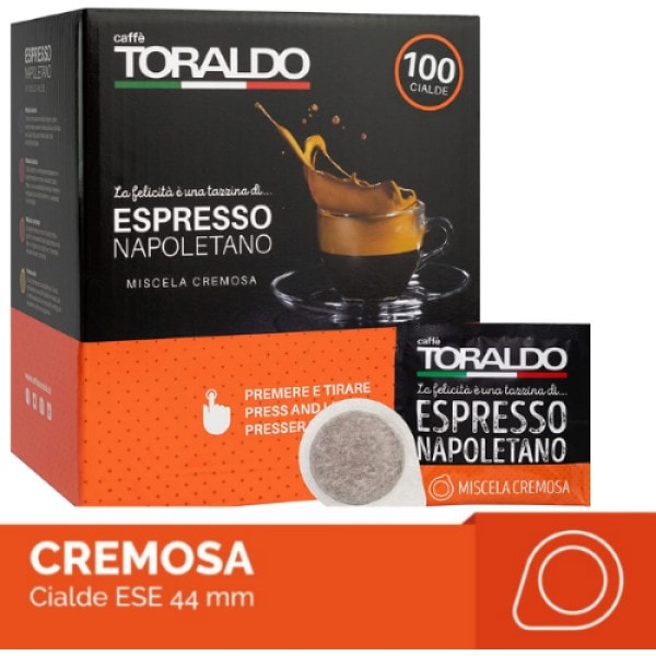 caffe TORALDO MISCELA CREMOSA 44mm ESE System kaffepods 100 stk. à 7,2 g hver