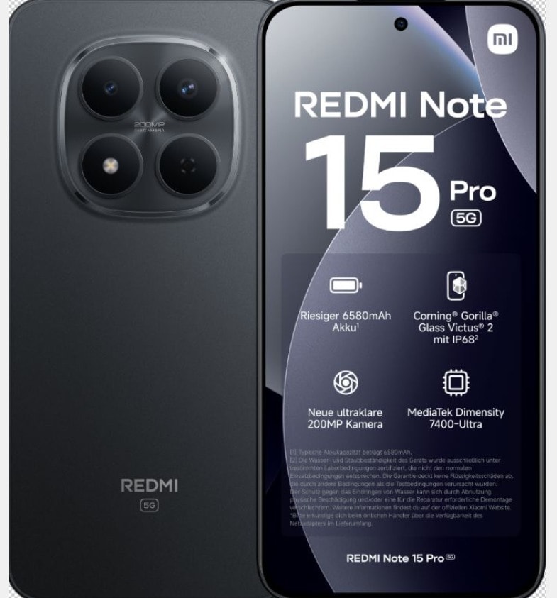 Xiaomi Redmi Note 15 Pro 5G 256 GB svart