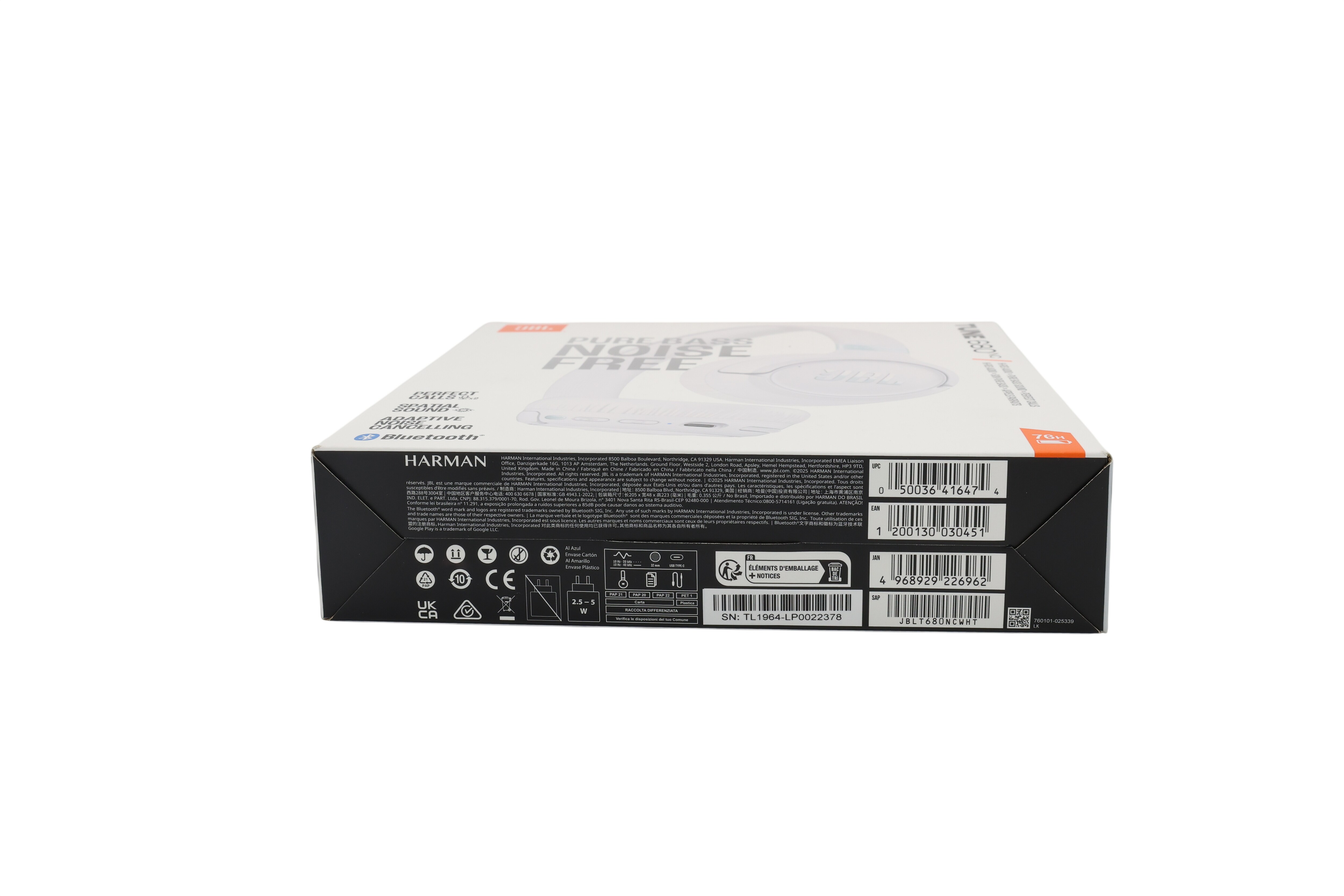JBL JBLT680NCWHT on-ear-hodetelefoner, hvit