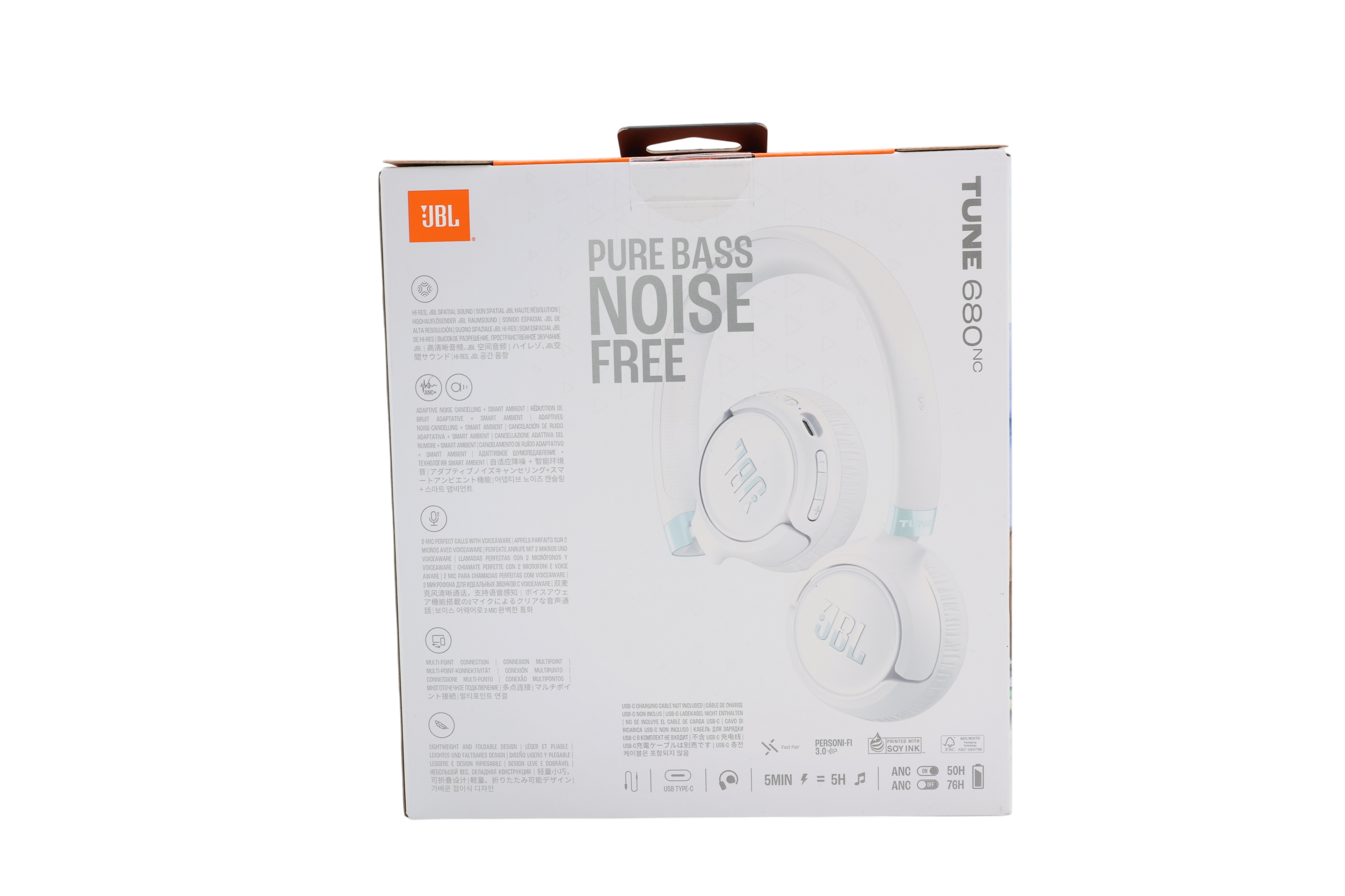 JBL JBLT680NCWHT on-ear-hodetelefoner, hvit