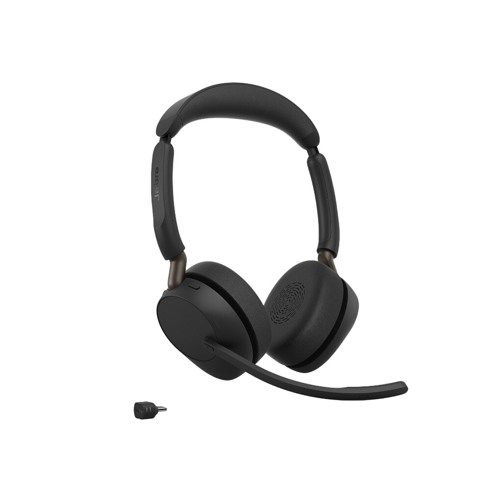 Jabra Evolve3 65 UC Stereo Svart med Link 390c og ladestasjon