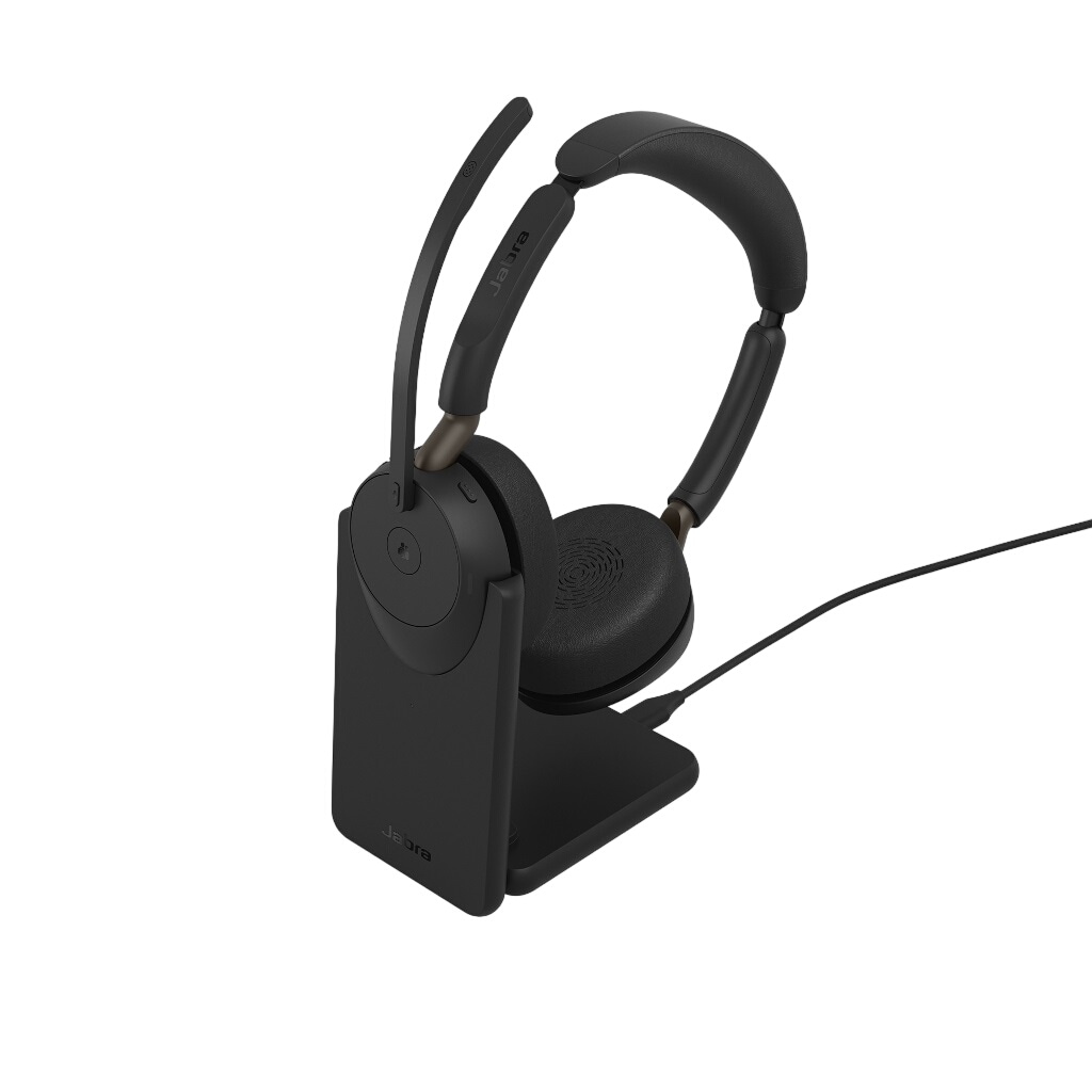 Jabra Evolve3 65 MS Stereo Svart med Link 390c og ladestasjon