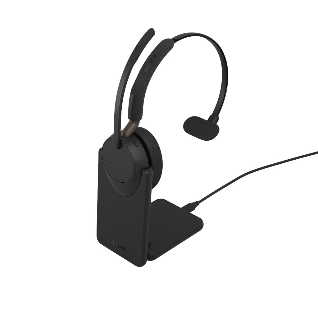 Jabra Evolve3 65 UC Mono svart med Link 390c og ladestasjon