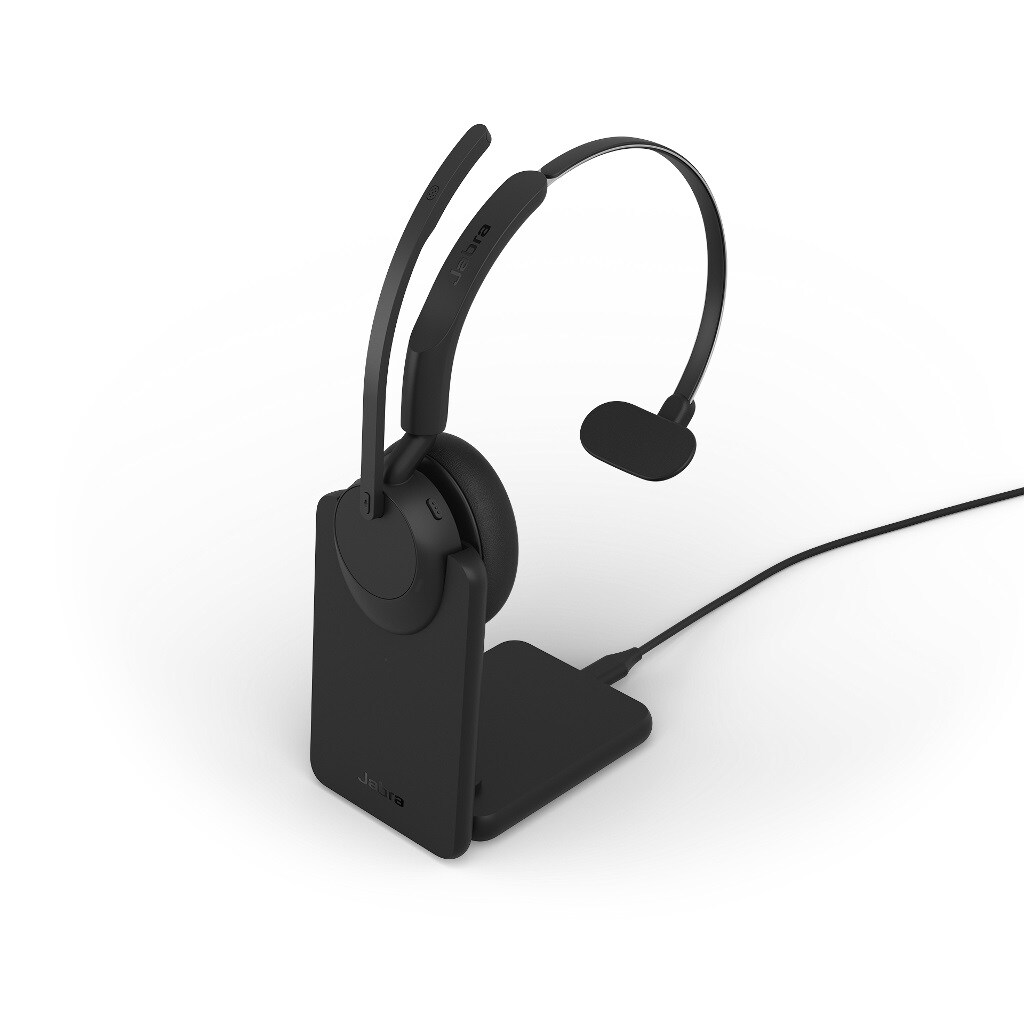 Jabra Evolve3 45 UC Mono svart med Link 390a og ladestasjon