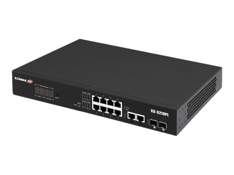 Edimax overvåkings-VLAN 12-porters Gigabit PoE Web Smart-switch for lange avstander