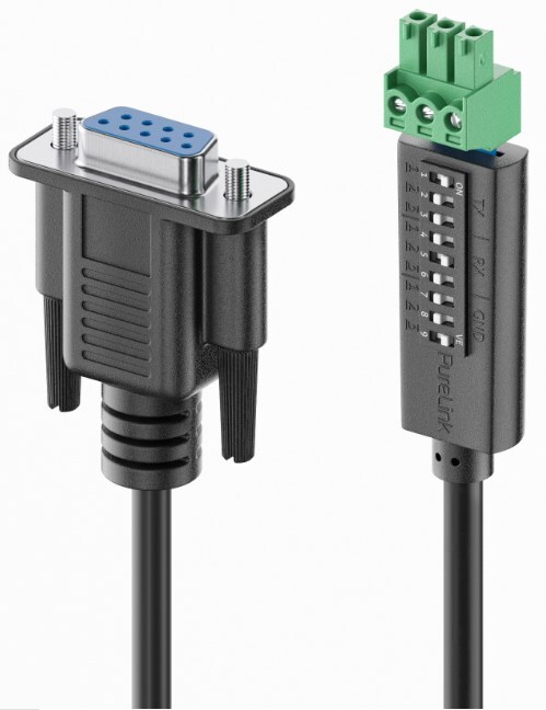 PureLink PureTools – RS232-kabel – 9-pinners D-type til 3-pinners PhoenixDIP-bryter, 1,5 m
