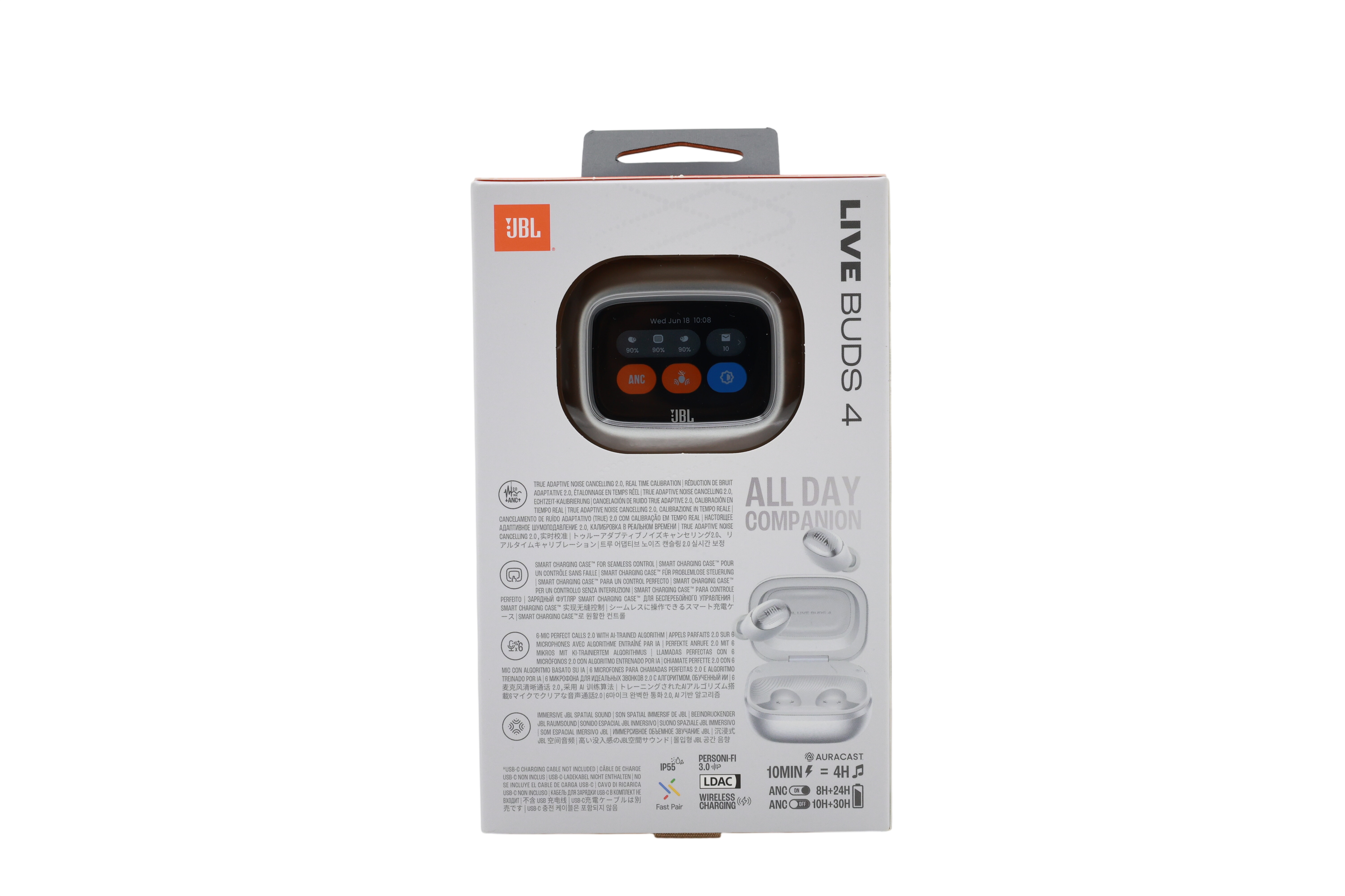JBL Live Buds 4, trådløse in-ear-hodetelefoner med Bluetooth, sølv