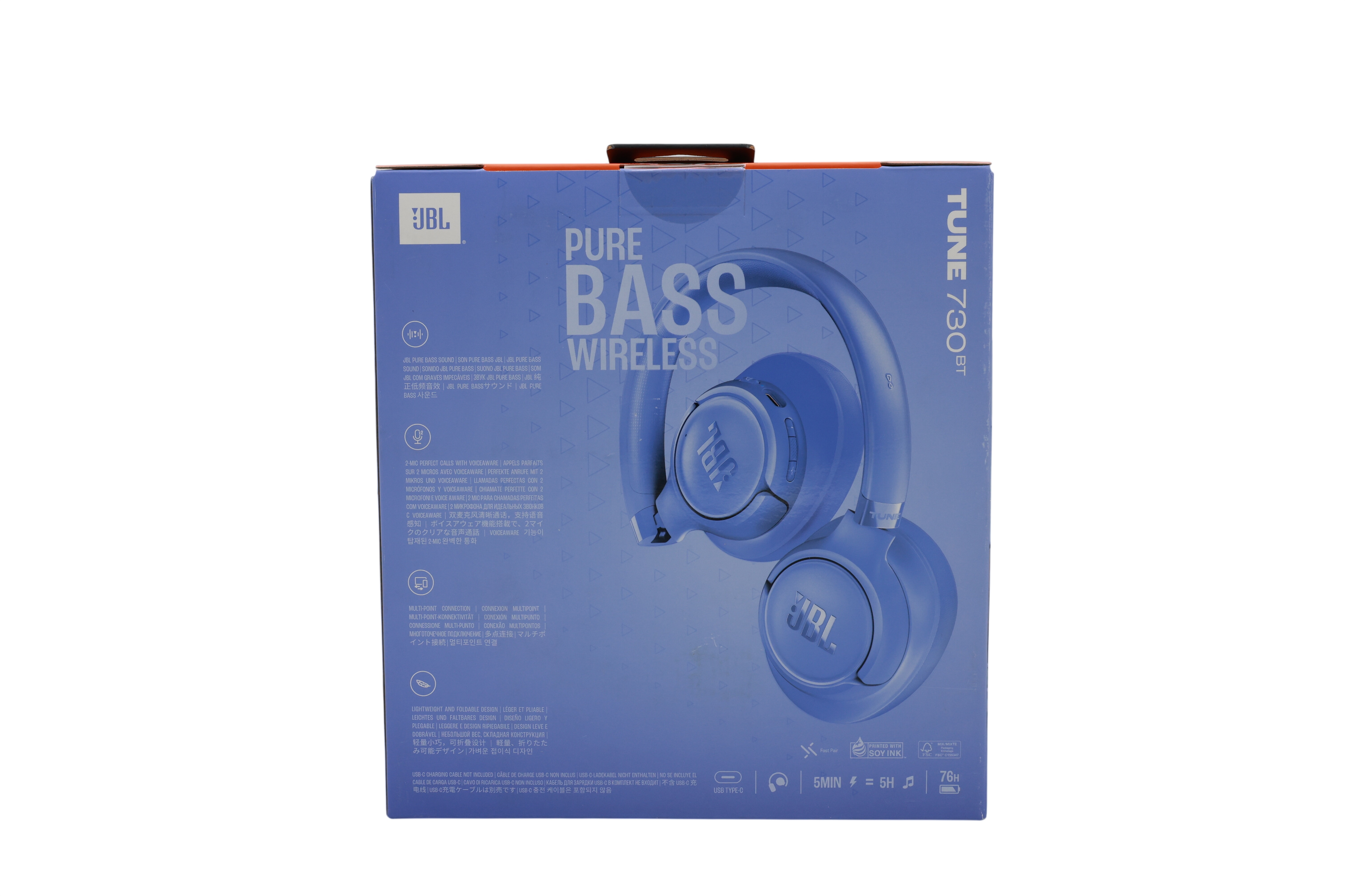 JBL Tune 730BT-hodetelefoner, enkel tilkobling med Android/Windows 10/11