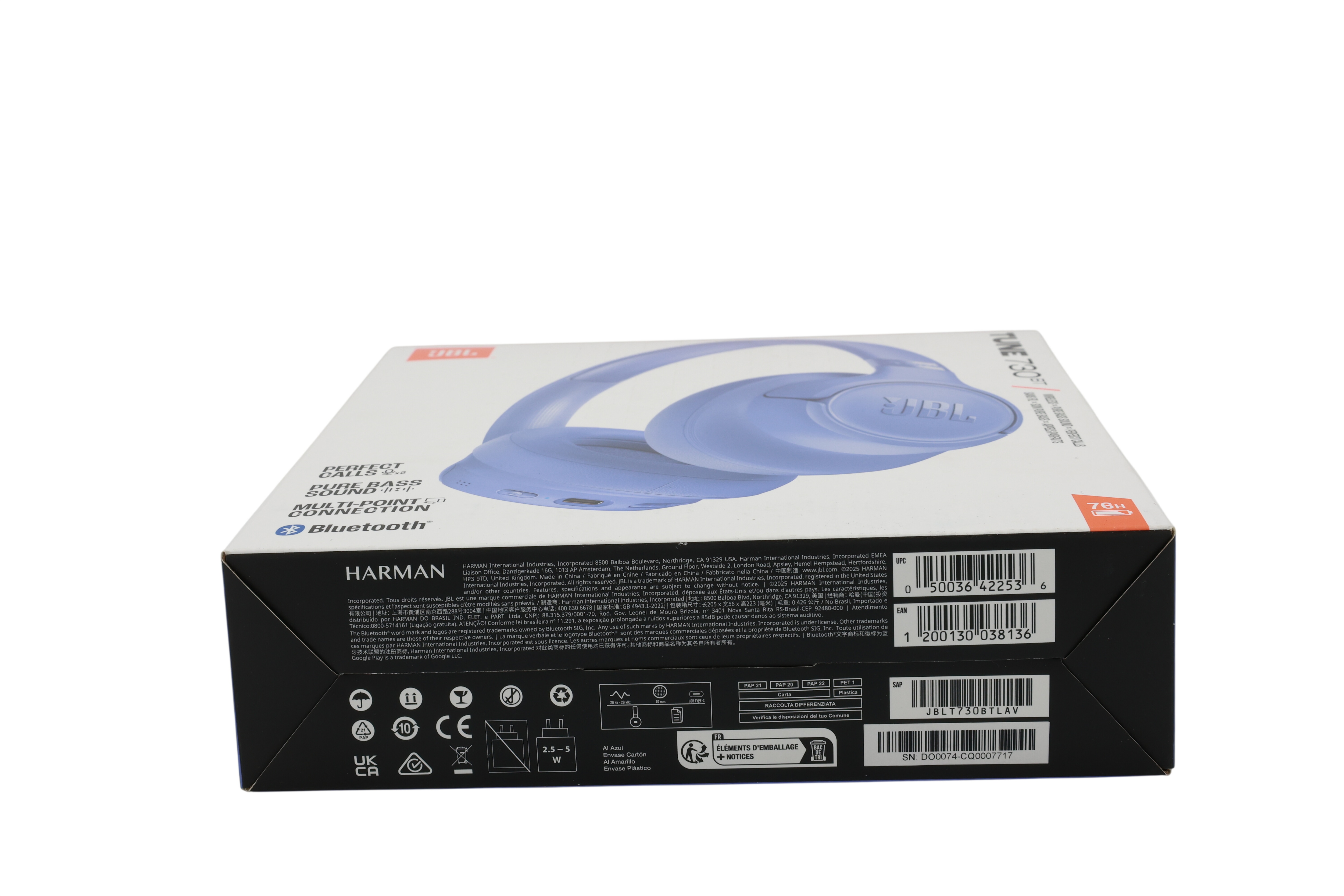 JBL Tune 730BT-hodetelefoner, enkel tilkobling med Android/Windows 10/11