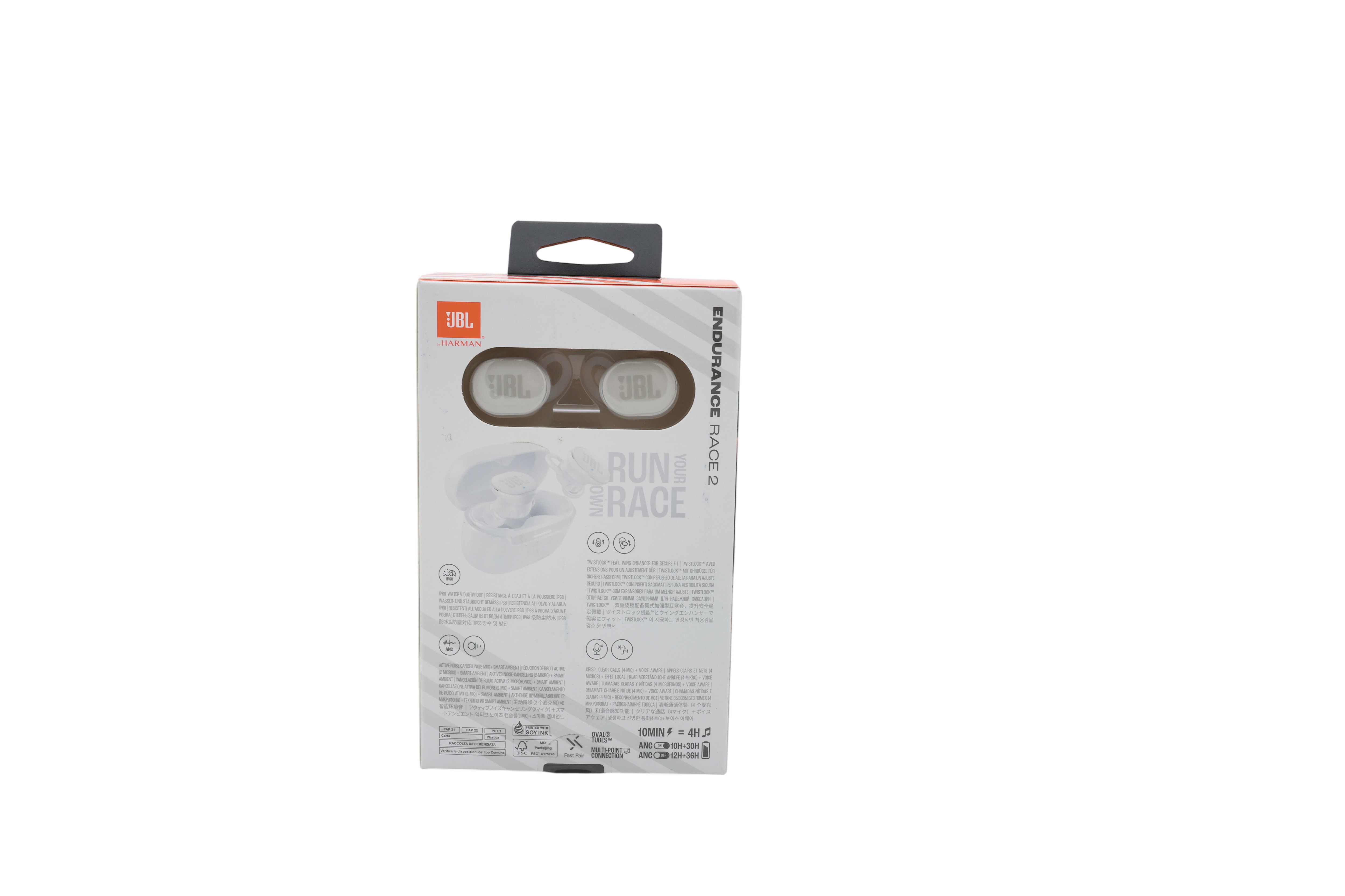 JBL Endurance Race 2, helt trådløse Bluetooth-ørepropper, hvite