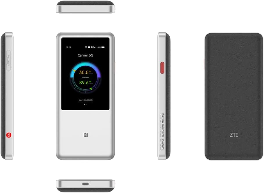 ZTE U60 Pro mobiltelefoner, hotspot-ruter, 4G/5G, Wi-Fi – hvit