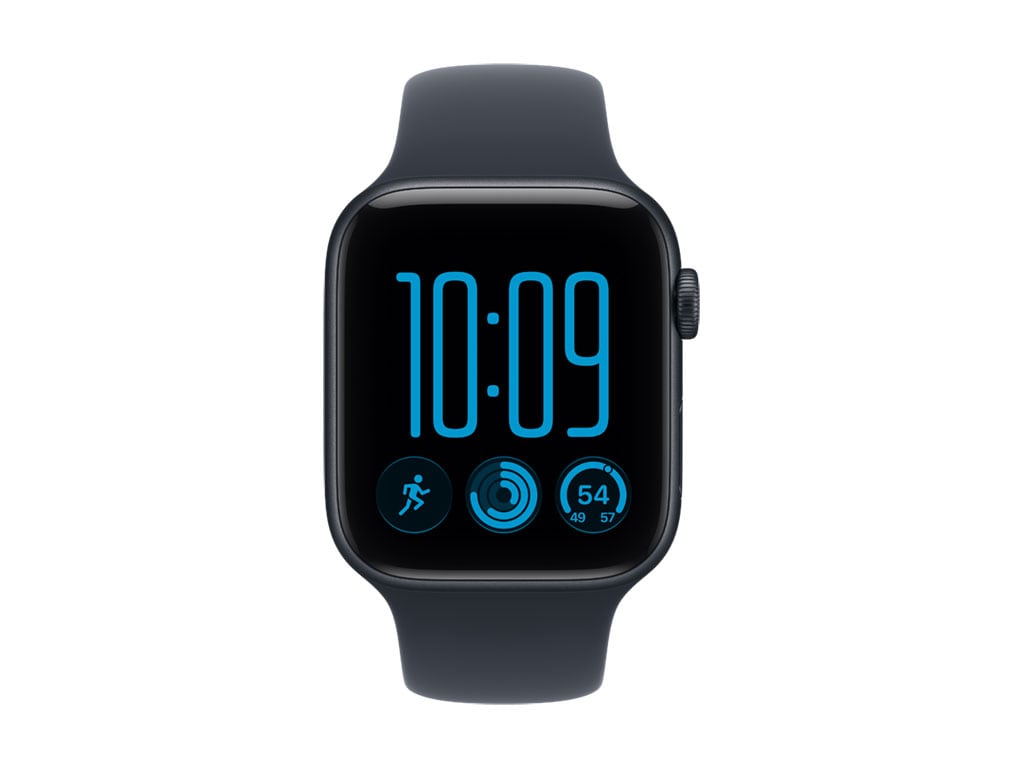 Apple Watch SE 3 Aluminium 44 mm Mitternacht (sportarmbånd i marineblått) M–L
