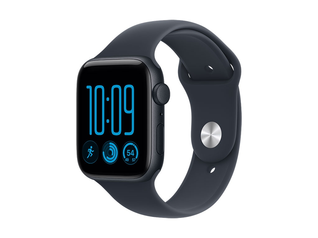 Apple Watch SE 3 Aluminium 44 mm Mitternacht (sportarmbånd i marineblått) M–L